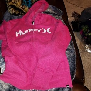 Hurley hot pink girl's hoodie with full zipper